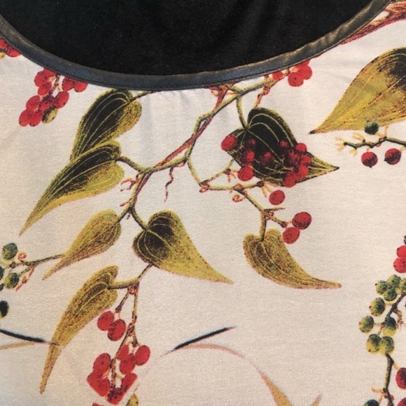 Papillon shortsleeved pullover floral bird print shear  top blouse size small - Picture 3 of 7